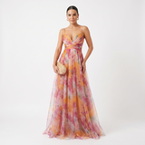 Helena | Vestido de Gala em Tule com Estampado Aguarela