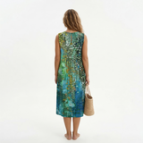 Vitória | Vestido Midi Estampado sem Mangas – Frescura e Estilo