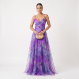 Helena | Vestido de Gala em Tule com Estampado Aguarela