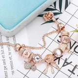 Pulseira de Apanhador de Sonhos Rosa com Charms em Prata Incluídos