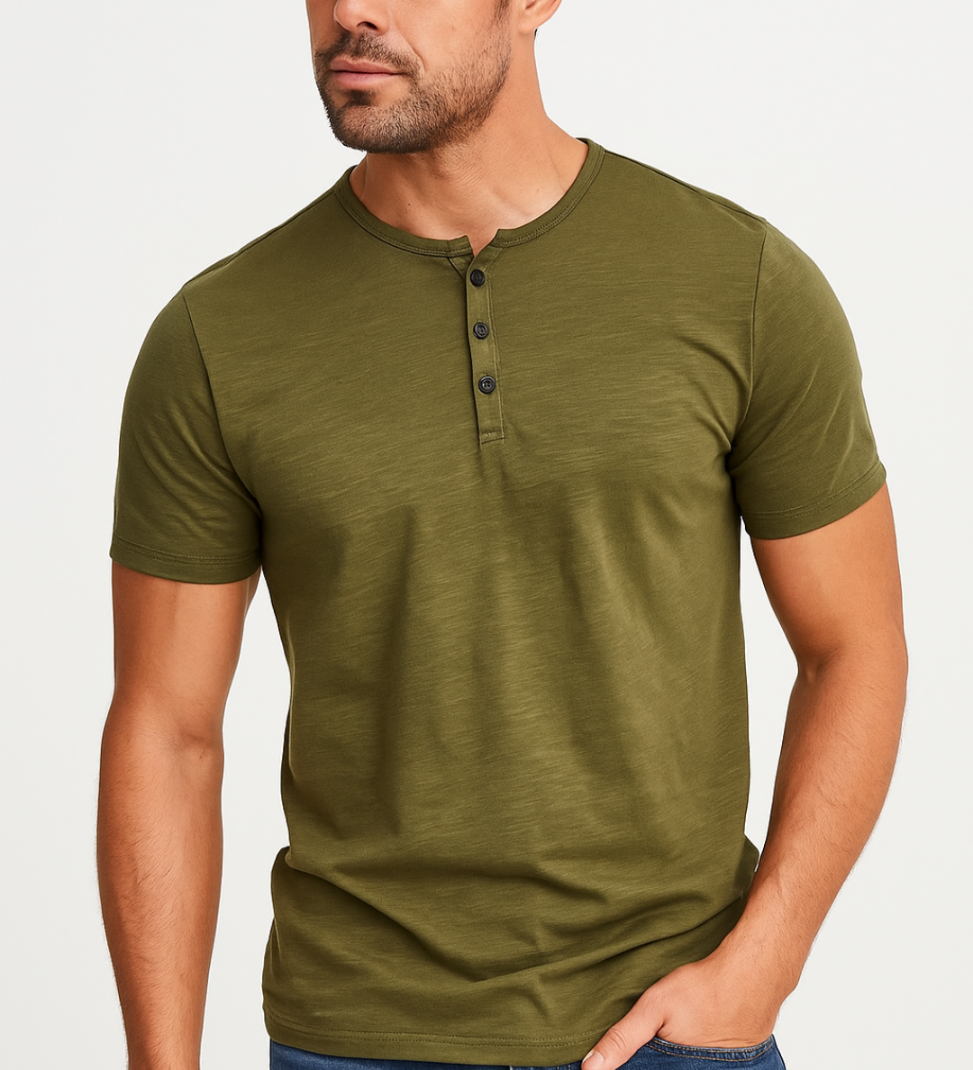 Camisa Henley - Gola com Botões