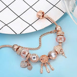Pulseira de Apanhador de Sonhos Rosa com Charms em Prata Incluídos