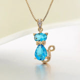 Colar com Pendente de Gato de Cristal