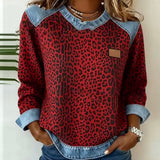 Hollyn™ | Sweater com Estampa de Leopardo e Gola de Denim