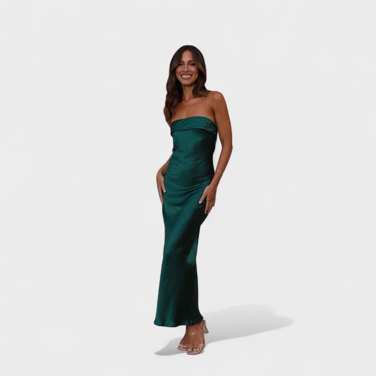 Carmen - Vestido de cetim sem mangas