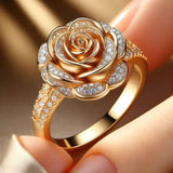 Anel Exótico de Zircónia, Dourado Rosa