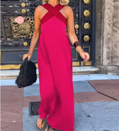 Filipa | Vestido Maxi com Decote Cruzado em Contraste
