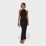 Camila - Vestido comprido com pregas