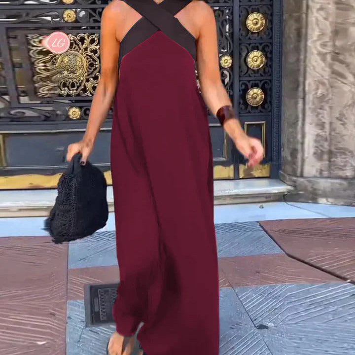 Filipa | Vestido Maxi com Decote Cruzado em Contraste