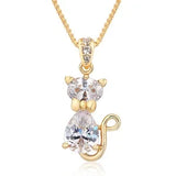 Colar com Pendente de Gato de Cristal