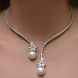 Elegante corrente com pérolas de prata esterlina