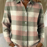Grace | Cardigan de Tricot em Estampa Xadrez Pastel