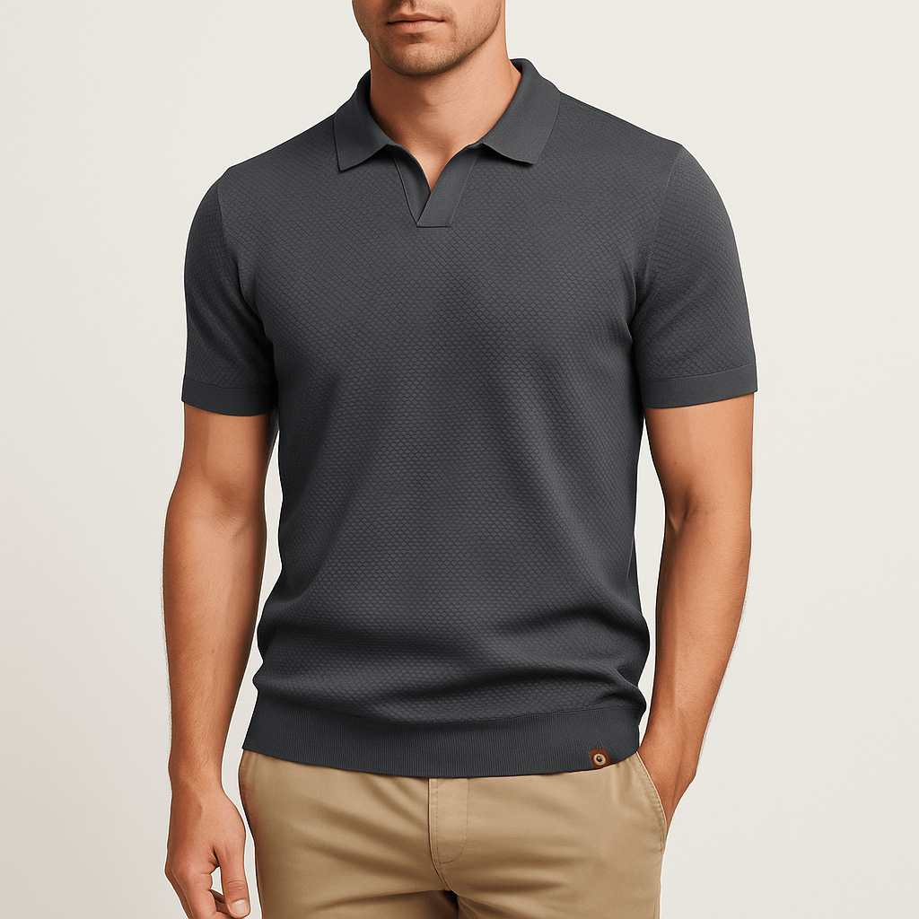 Camisa Polo em Poliéster - Texturada