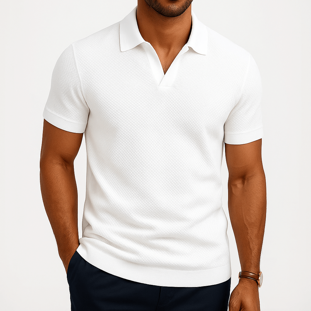 Camisa Polo em Poliéster - Texturada