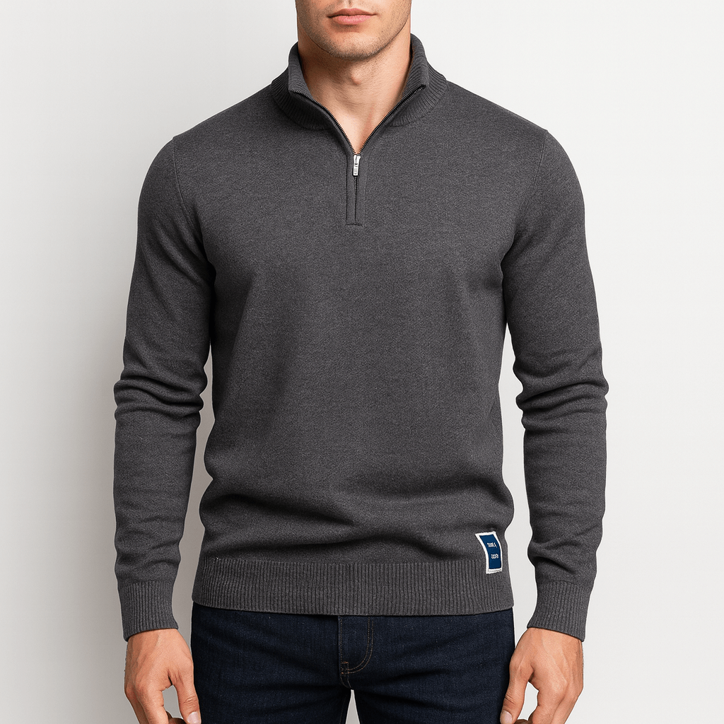 Sweater de Gola Zipper - Forma Ajustada