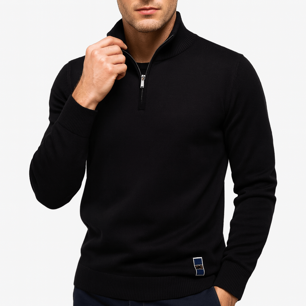 Sweater de Gola Zipper - Forma Ajustada