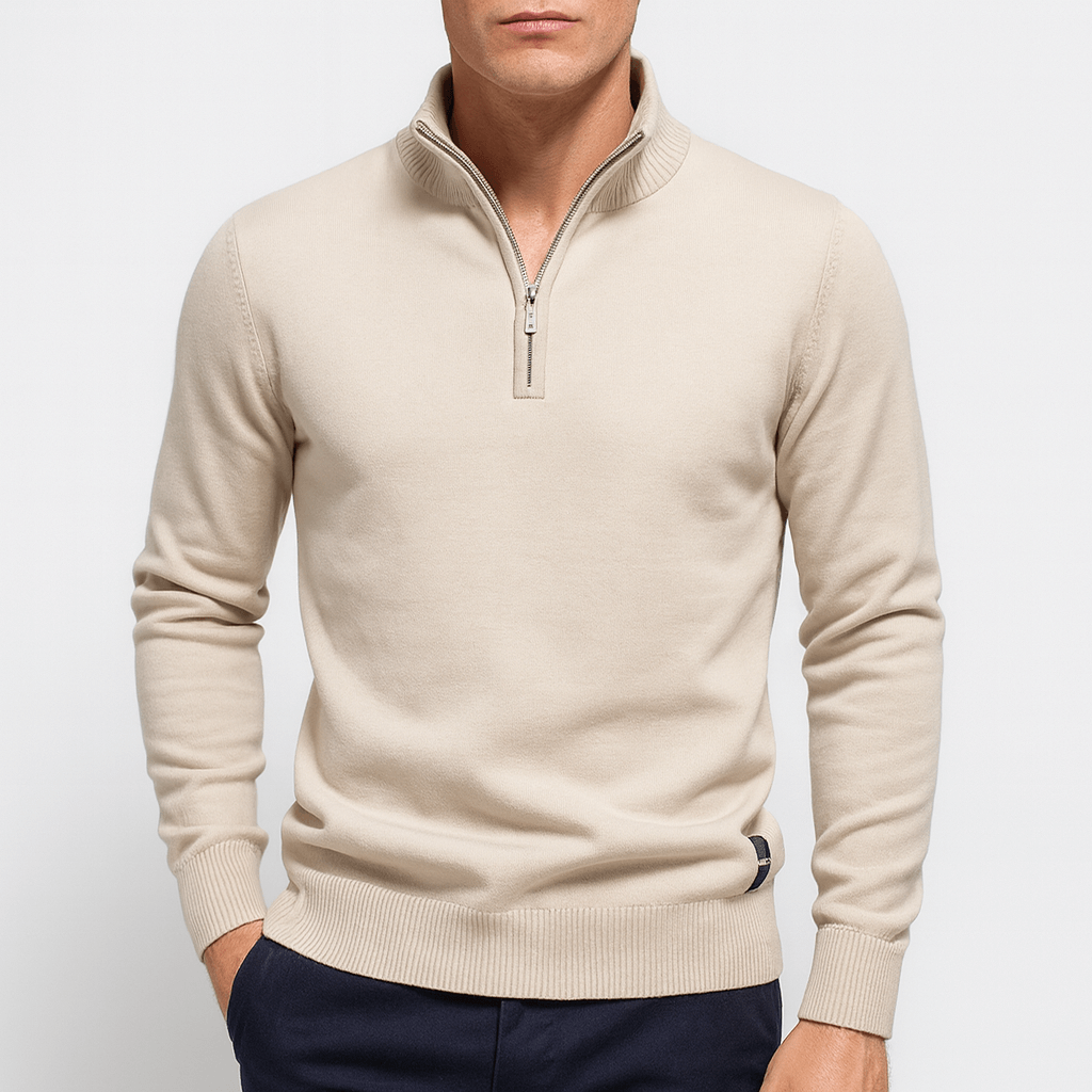 Sweater de Gola Zipper - Forma Ajustada