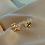 Brincos de Pino em Zirconia em Forma de Borboleta Elegantes