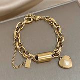 Pulseira de Charme Coração Dourado