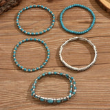 Conjunto de pulseiras com contas turquesa