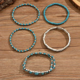 Conjunto de pulseiras boho com pérolas turquesas