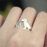 Anel de Dachshund em Prata Esterlina 925 – Ajuste Ajustável
