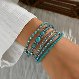Conjunto de pulseiras com contas turquesa