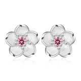 Brincos em forma de flor com zirconia