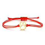 Pulseira de Corda com Impressão de Pata – Design Ajustável em Preto e Vermelho
