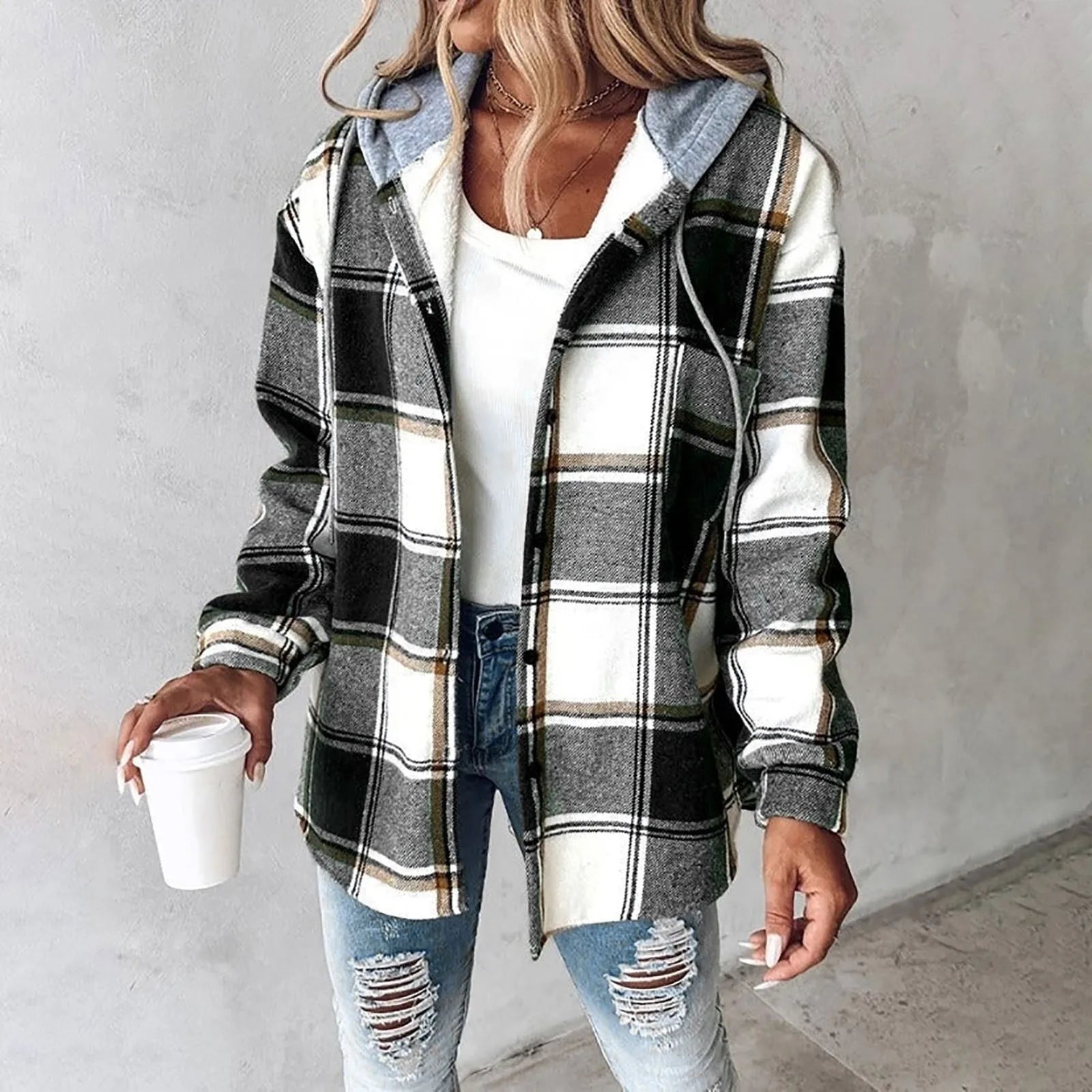 Camisa Overshirt Forrada com Capuz Élise