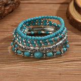 Conjunto de pulseiras com contas turquesa