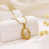 Colar Banhado a Ouro com Opala Olho de Gato Oval