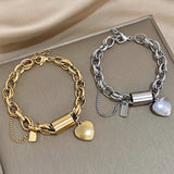 Pulseira de Charme Coração Dourado