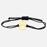 Pulseira de Corda com Impressão de Pata – Design Ajustável em Preto e Vermelho