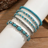 Conjunto de pulseiras com contas turquesa