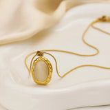 Colar Banhado a Ouro com Opala Olho de Gato Oval