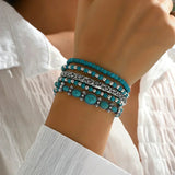 Conjunto de pulseiras com contas turquesa