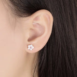 Brincos em forma de flor com zirconia