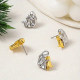 Brincos Hugs Bicolor em Prata e Ouro