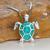 Pendente Tartaruga em Opala de Fogo Verde Vintage em Ouro