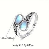 Anel Elegante com Pedra da Lua em Flor
