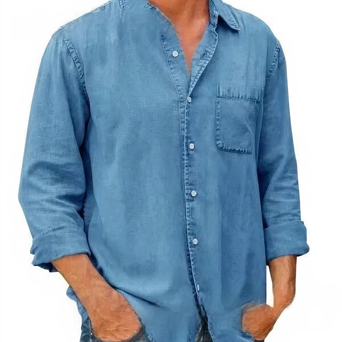Camisa - Mistura de Denim Longa