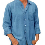 Camisa - Mistura de Denim Longa