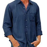 Camisa - Mistura de Denim Longa