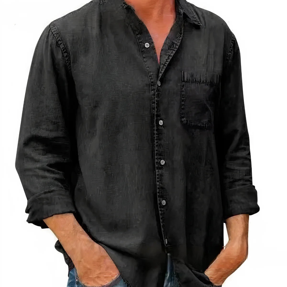 Camisa - Mistura de Denim Longa