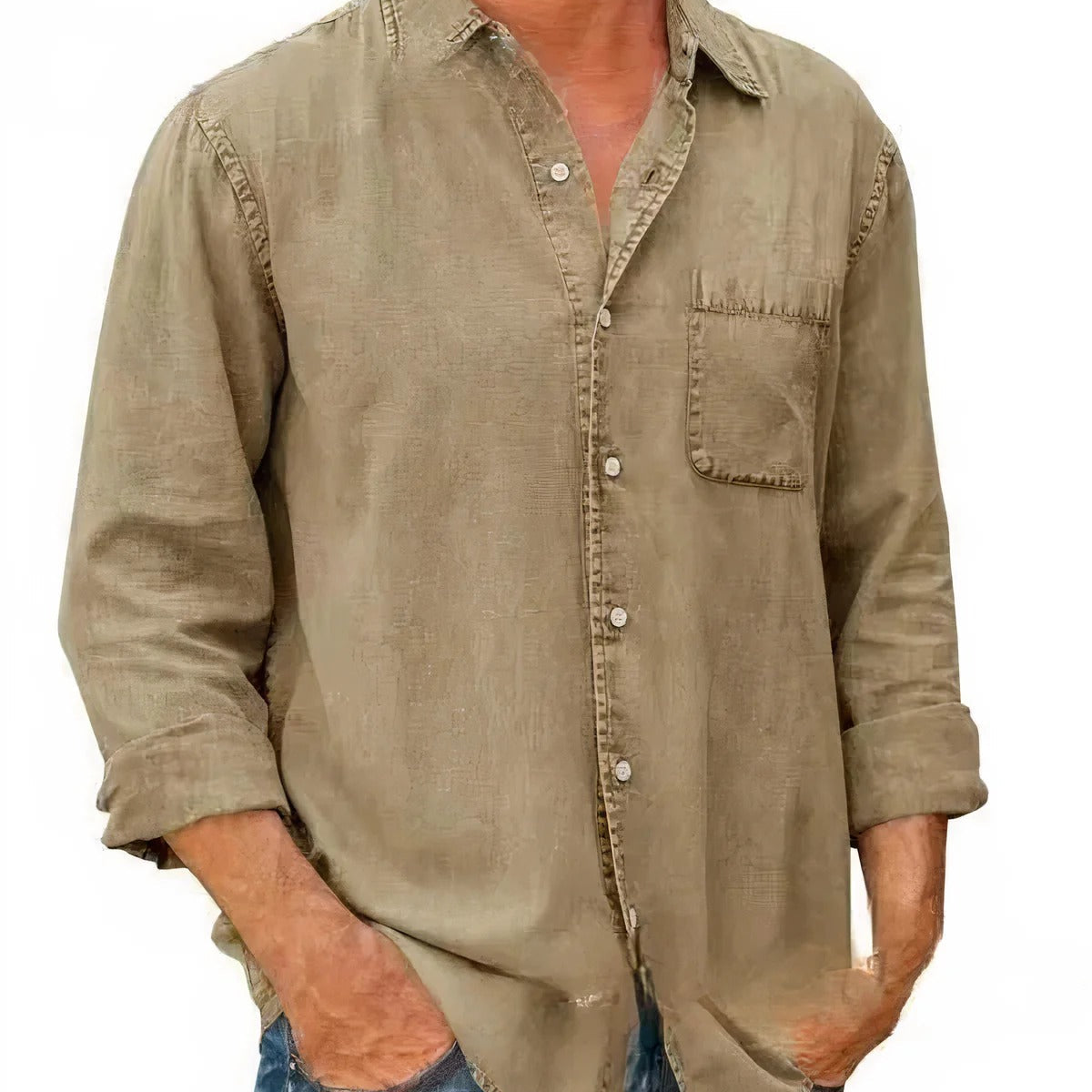 Camisa - Mistura de Denim Longa