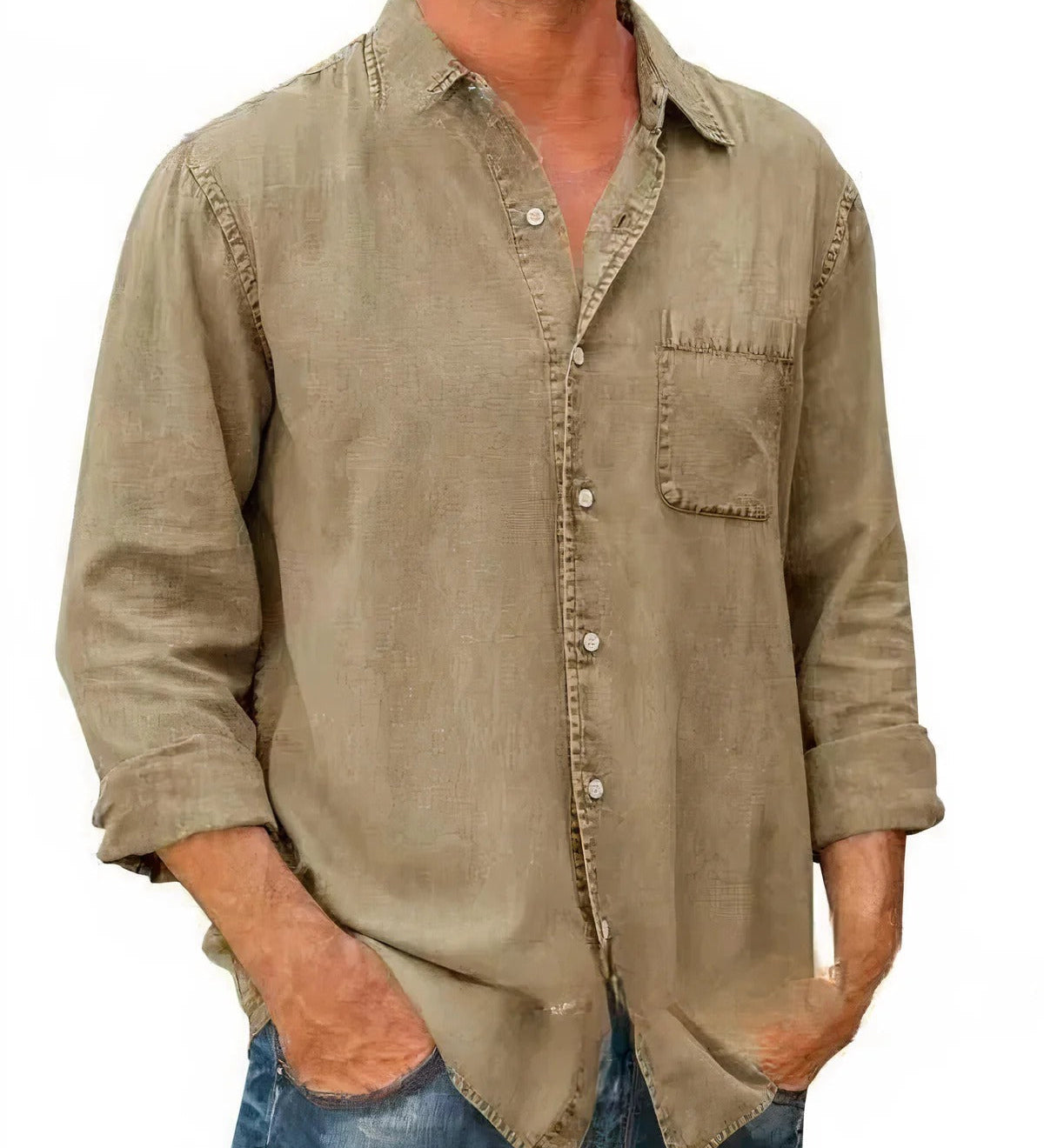 Camisa - Mistura de Denim Longa