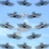 Pulseira Memorial de Prata com Asa de Anjo e Impressão de Patinha | Feita à Mão