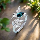 Anel Ajustável Hummingbird Sparkle com Diamante de Strass