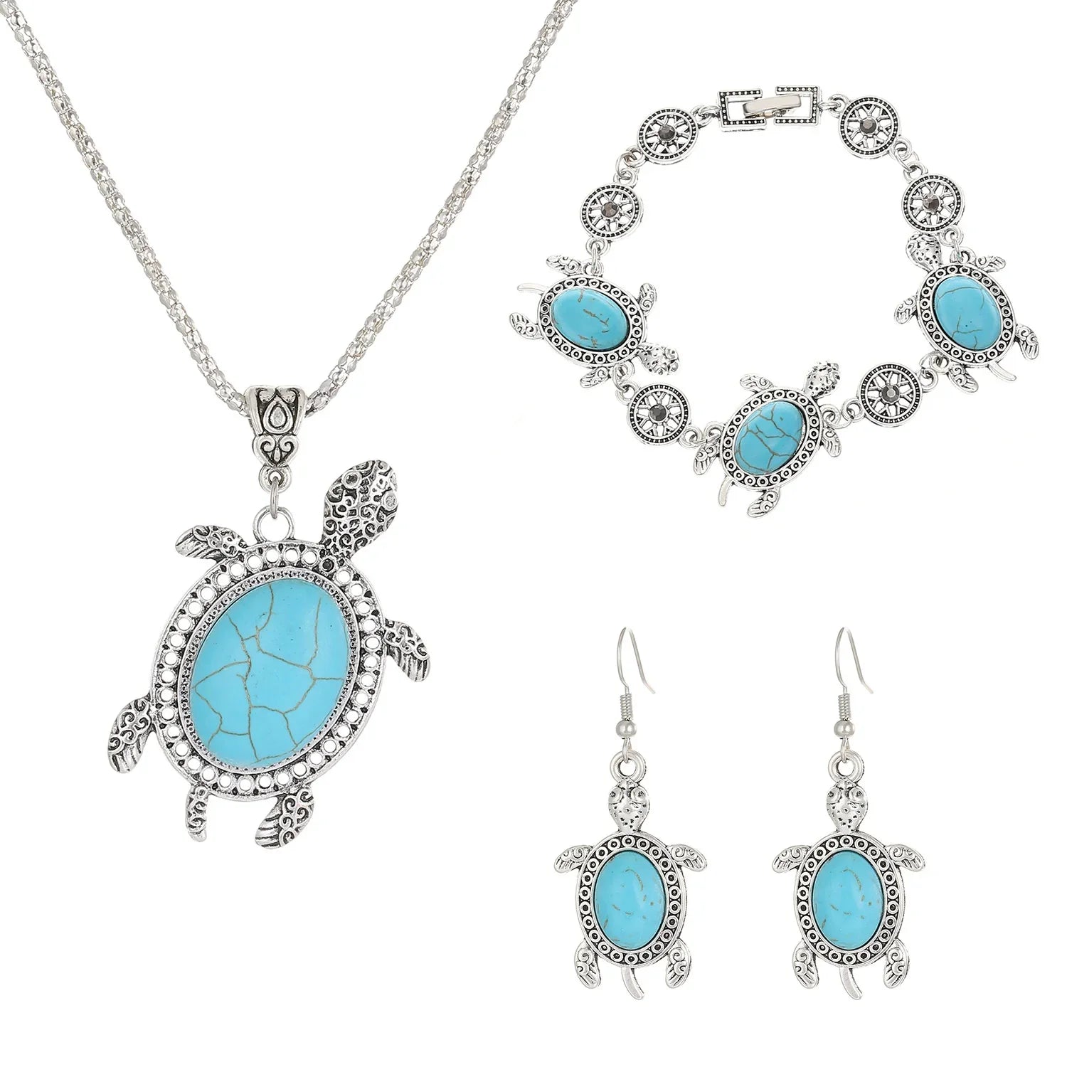 Conjunto de Joias Tartaruga Turquesa
